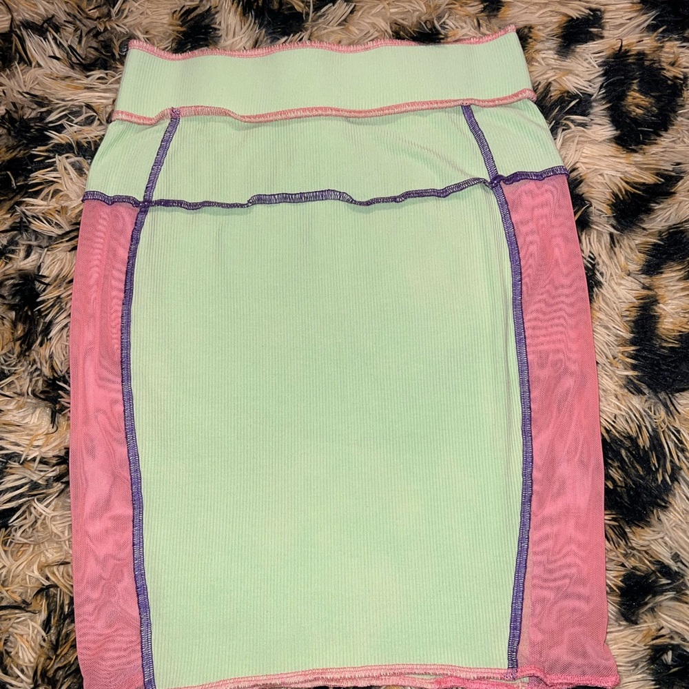 Stylish Pink and Green Women's Skirt